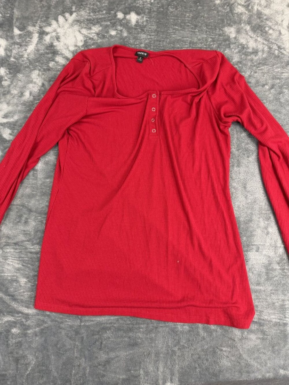 Torrid Womens Red Ribbed Long Sleeve Henley Top Size 2